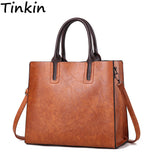 Tinkin Europe and America vintage PU leather women handbag larger capacity women shoulder bag luxry women tote bag